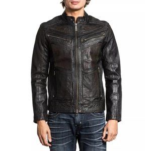 AFFLICTION Leather FIRE HORSE MEN'S JACKET Black